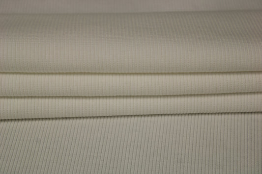 Tissu maille coton côtelé stretch - blanc - photo 2/3 | So Tissus
