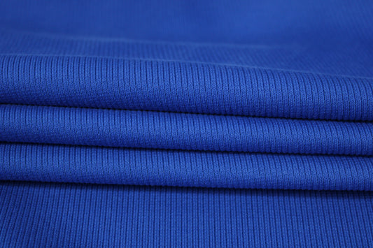 Tissu maille coton côtelé stretch - bleu électrique - photo 2/4 | So Tissus
