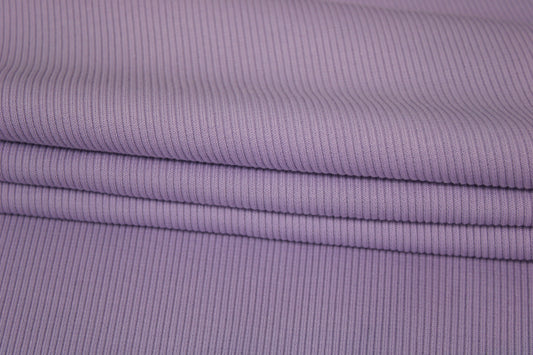 Tissu maille coton côtelé stretch - lilas - photo 2/4 | So Tissus