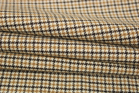 Tissu crêpe de laine stretch laine - pieds de puce - blanc, beige et noir - photo 2/5 | So Tissus