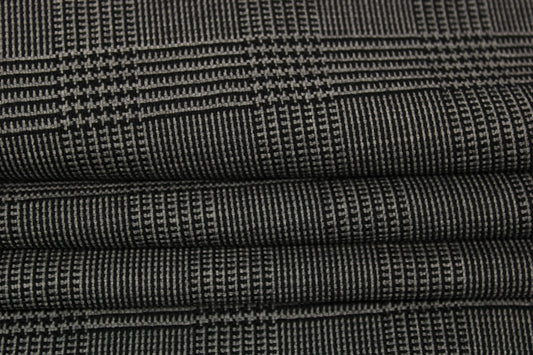 Tissu crêpe de laine - prince de galles - gris et noir - photo 2/5 | So Tissus