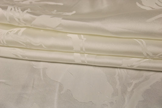 Tissu jacquard viscose - motif chardon - blanc - photo 2/5 | So Tissus