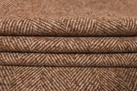 Tissu lainage - à chevron - ton écru et marron clair - photo 2/4 | So Tissus