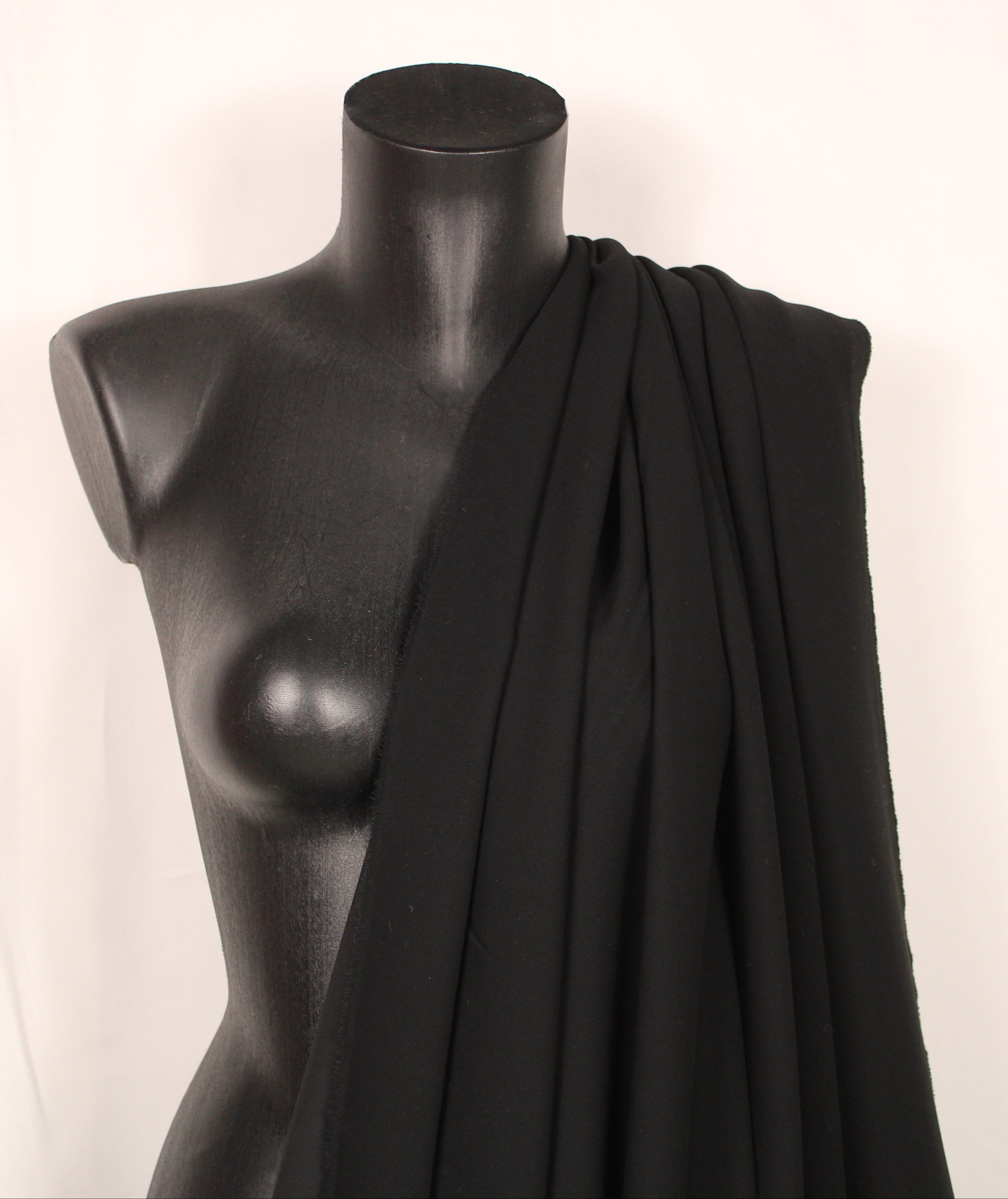 Tissu Georgette De Soie Noir Stretch - 138 Cm De Large - Vente Au Mètre - Haute Couture