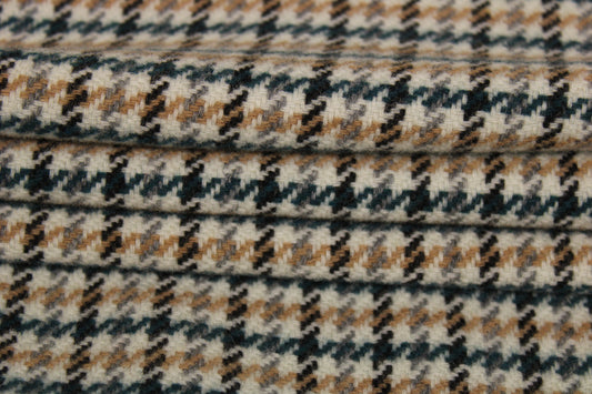 Tissu lainage - pied de poule - écru, beige, bleu, gris et noir - photo 2/5 | So Tissus