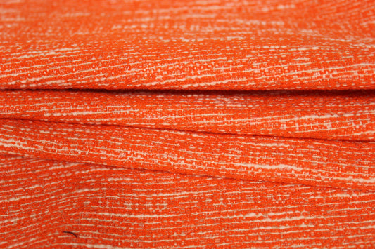 Tissu brocart - orange et blanc - photo 2/4 | So Tissus