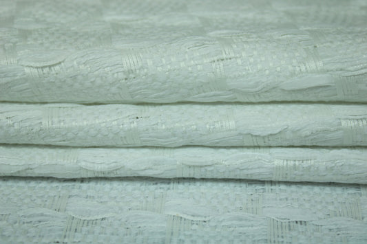 Tissu tweed à carreaux - ton sur ton - blanc - photo 2/5 | So Tissus