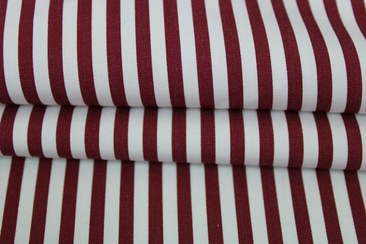 Tissu popeline coton - à rayures - blanc et bordeaux - photo 2/4 | So Tissus