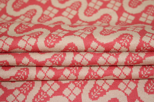 Tissu maille - imprimé géométrique - rose et beige - photo 2/5 | So Tissus