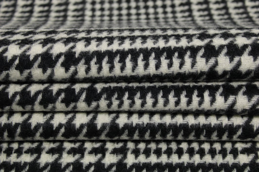 Tissu Lainage - pieds de poule à carreaux - noir et blanc - photo 2/5 | So Tissus