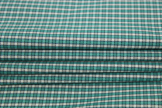 Tissu popeline coton - à carreaux - turquoise et blanc - photo 2/5 | So Tissus
