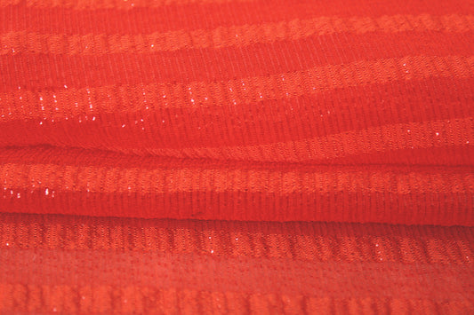 Tissu mousseline de soie et lurex - à rayures ton orange - photo 2/4 | So Tissus