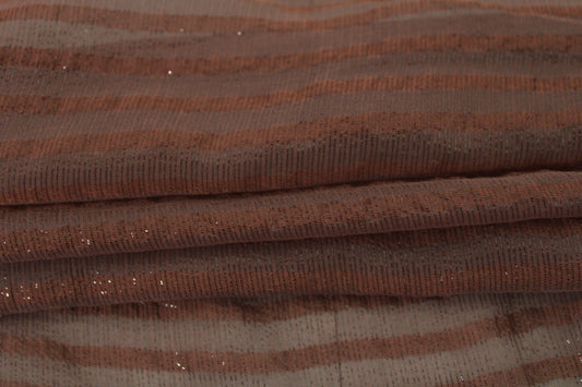 Tissu mousseline de soie et lurex - à rayures ton taupe - photo 2/4 | So Tissus