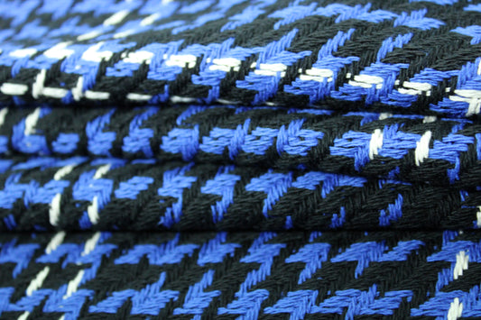 Tissu tweed coton - à carreaux noir et bleu - photo 2/5 | So Tissus