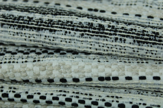 Tissu tweed à rayures - beige, noir et blanc - photo 2/4 | So Tissus