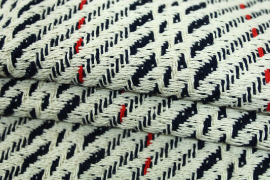 Tissu tweed coton - gris, blanc, rouge et bleu marine - photo 2/4 | So Tissus