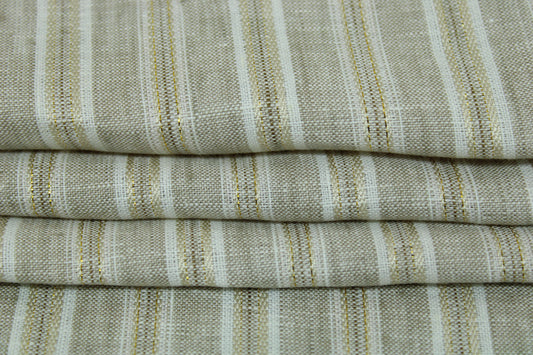 Tissu lin - à rayures - ton beige - photo 2/4 | So Tissus