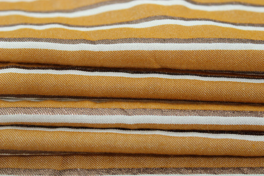 Tissu viscose - à rayures - orange, blanc et cuivre - photo 2/5 | So Tissus