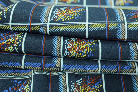 Tissu crêpe viscose - à carreaux - ton bleu marine - photo 2/5 | So Tissus
