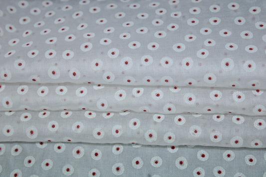 Tissu voile de coton - imprimé à pois - rouge et blanc - photo 2/5 | So Tissus