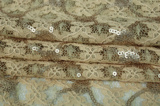 Tissus dentelle à paillettes - beige - photo 2/4 | So Tissus