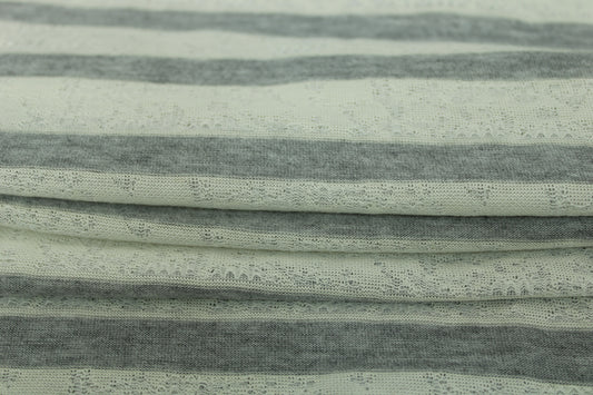 Tissu maille jersey - à rayures - gris et blanc - photo 2/5 | So Tissus
