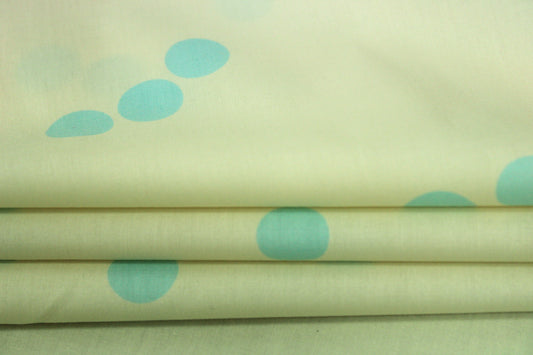 Tissu popeline coton - à pois - jaune pâle et bleu - photo 2/5 | So Tissus