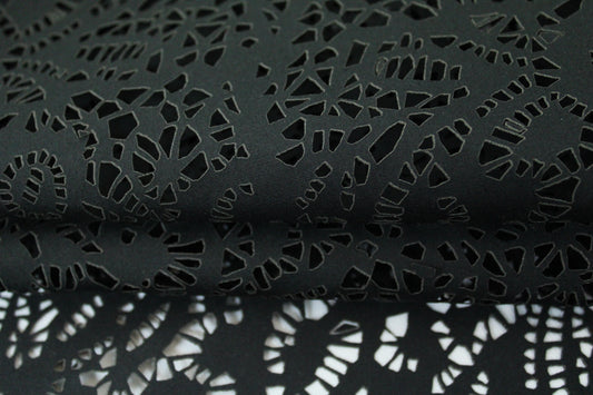 Tissu broderie anglaise au laser - noir - photo 2/5 | So Tissus