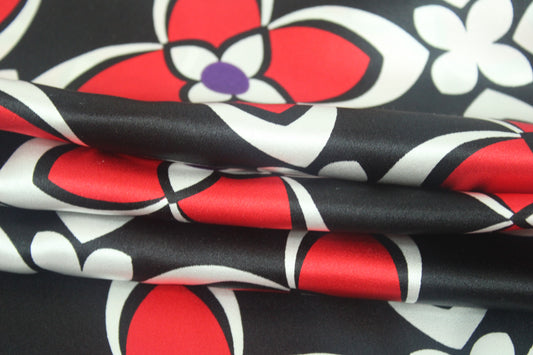 Tissu satin de soie 100% - imprimé fleur géométrique - photo 2/5 | So Tissus