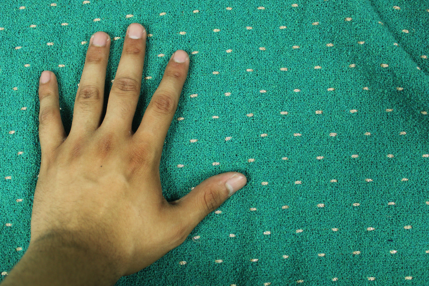 Tissu tweed de laine - à rayures - vert praisin et doré - photo 4/4 | So Tissus
