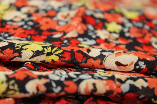 Coupon de 2,4 mètres - crêpe georgette polyester - imprimé fleuri - photo 2/4 | So Tissus