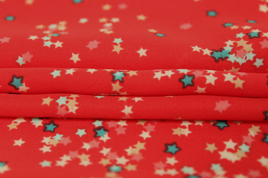 Coupon de 1,9 mètre - crêpe de chine polyester - imprimé petites étoiles - photo 2/4 | So Tissus