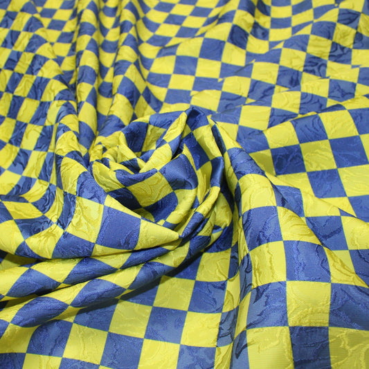 Tissu jacquard de soie à carreaux - So Tissus