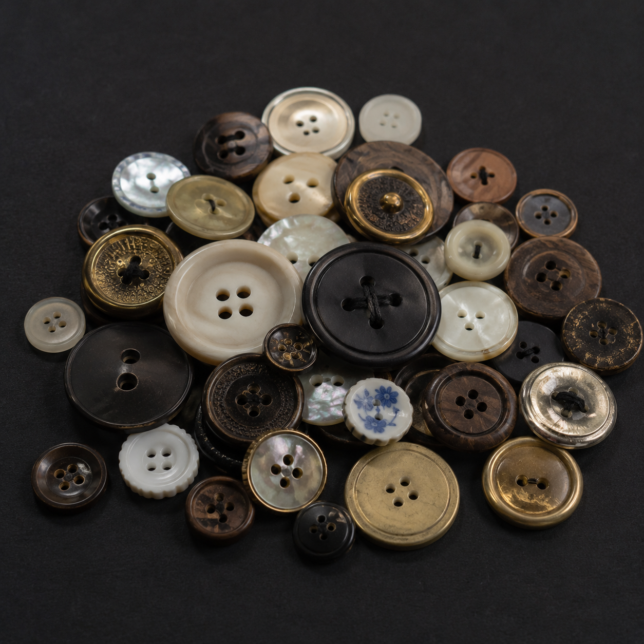 Boutons couture So Tissus - nacre, laiton, bois, corozo