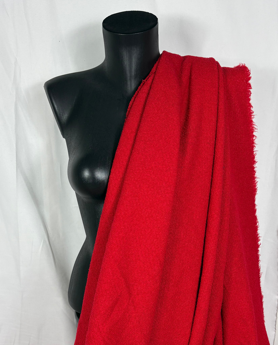 Tissu tweed de laine - rouge
