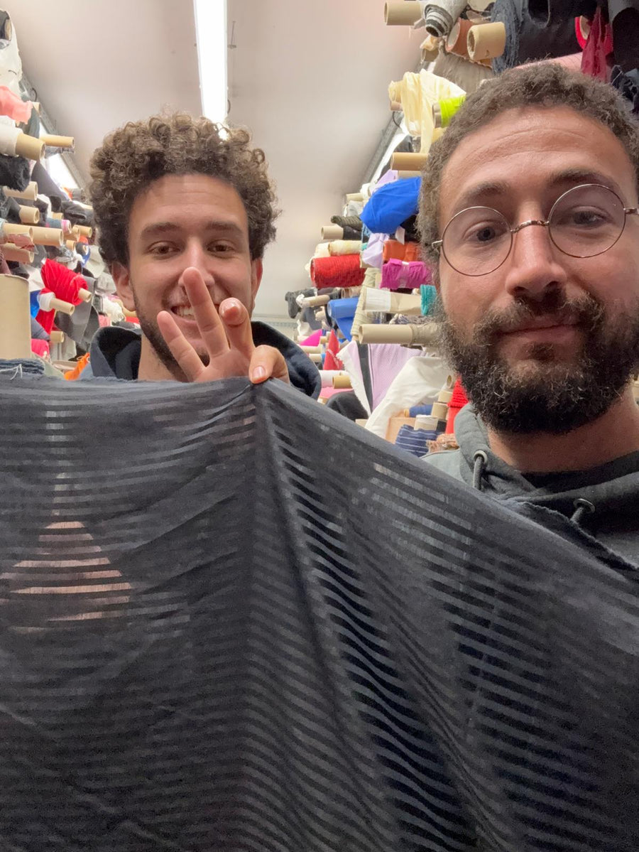 Calendrier de l’avent #9 voile de coton et soie - à rayures - noir