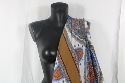 Tissu viscose - imprimé cachemire - bleu, beige et orange - photo 4/5 | So Tissus