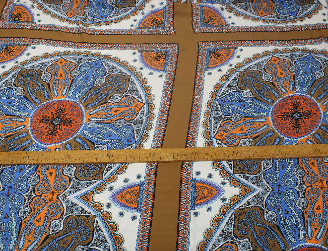 Tissu viscose - imprimé cachemire - bleu, beige et orange - photo 5/5 | So Tissus