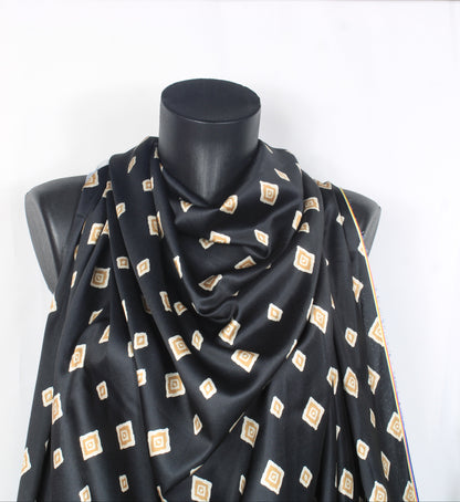 Tissu satin - imprimé abstrait - ton noir - photo 5/5 | So Tissus