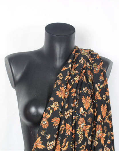 Tissu crêpe viscose - imprimé fleuri - ton orange - photo 3/5 | So Tissus