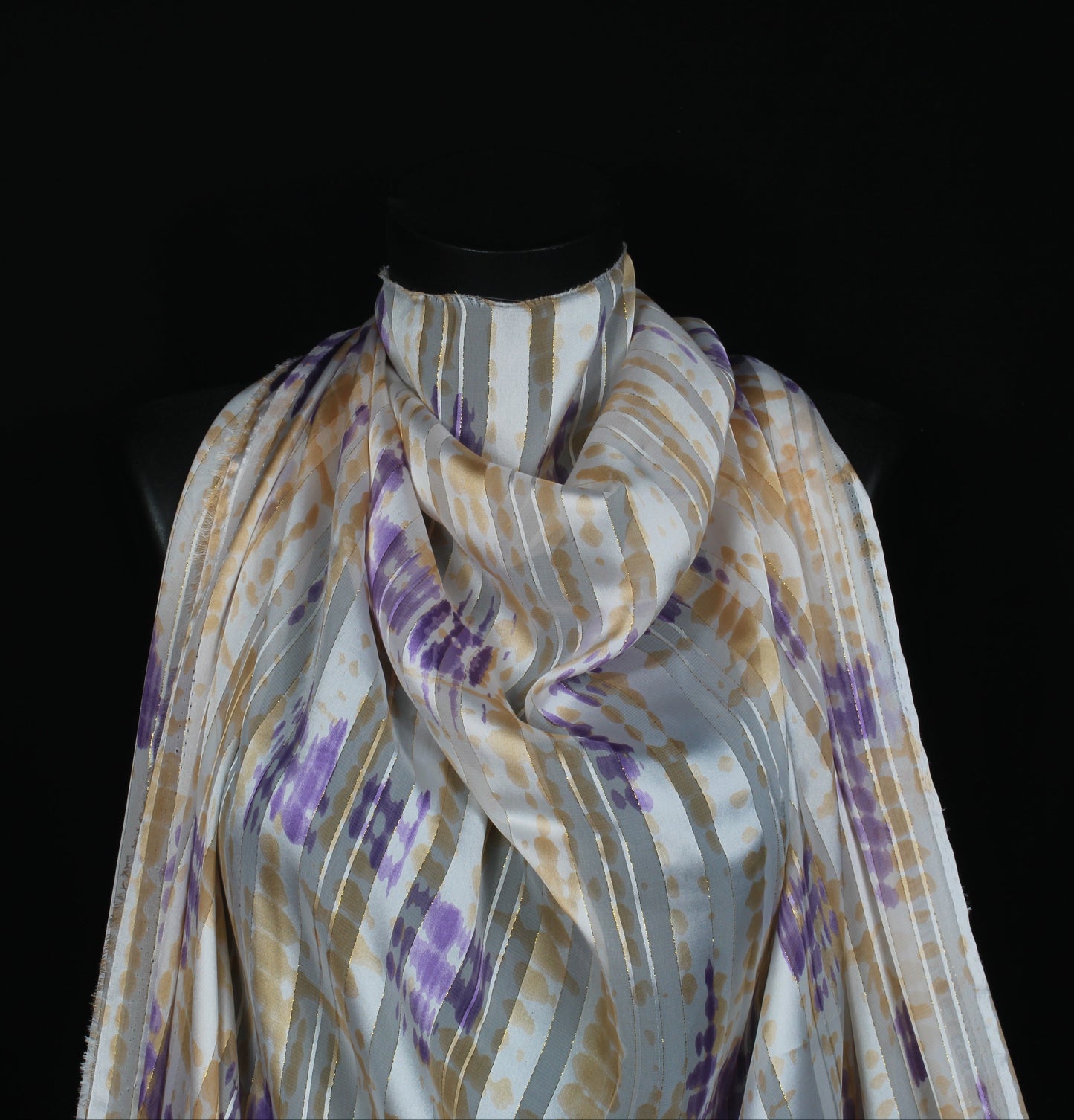 Tissu mousseline - imprimé tacheté- ton violet et mordoré - photo 3/5 | So Tissus