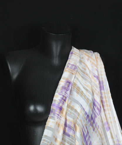 Tissu mousseline - imprimé tacheté- ton violet et mordoré - photo 4/5 | So Tissus