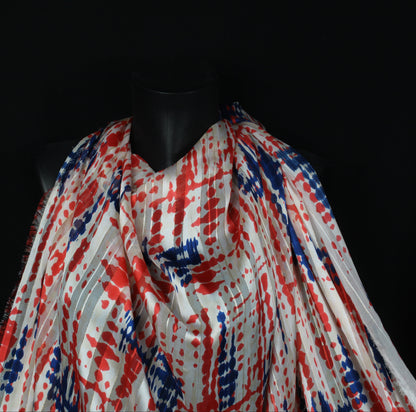 Tissu mousseline - imprimé tacheté - ton rouge et bleu - photo 3/5 | So Tissus