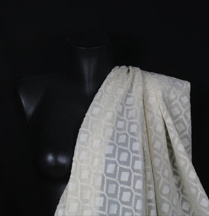 Tissu dévoré - motif losange - écru et doré - photo 5/5 | So Tissus