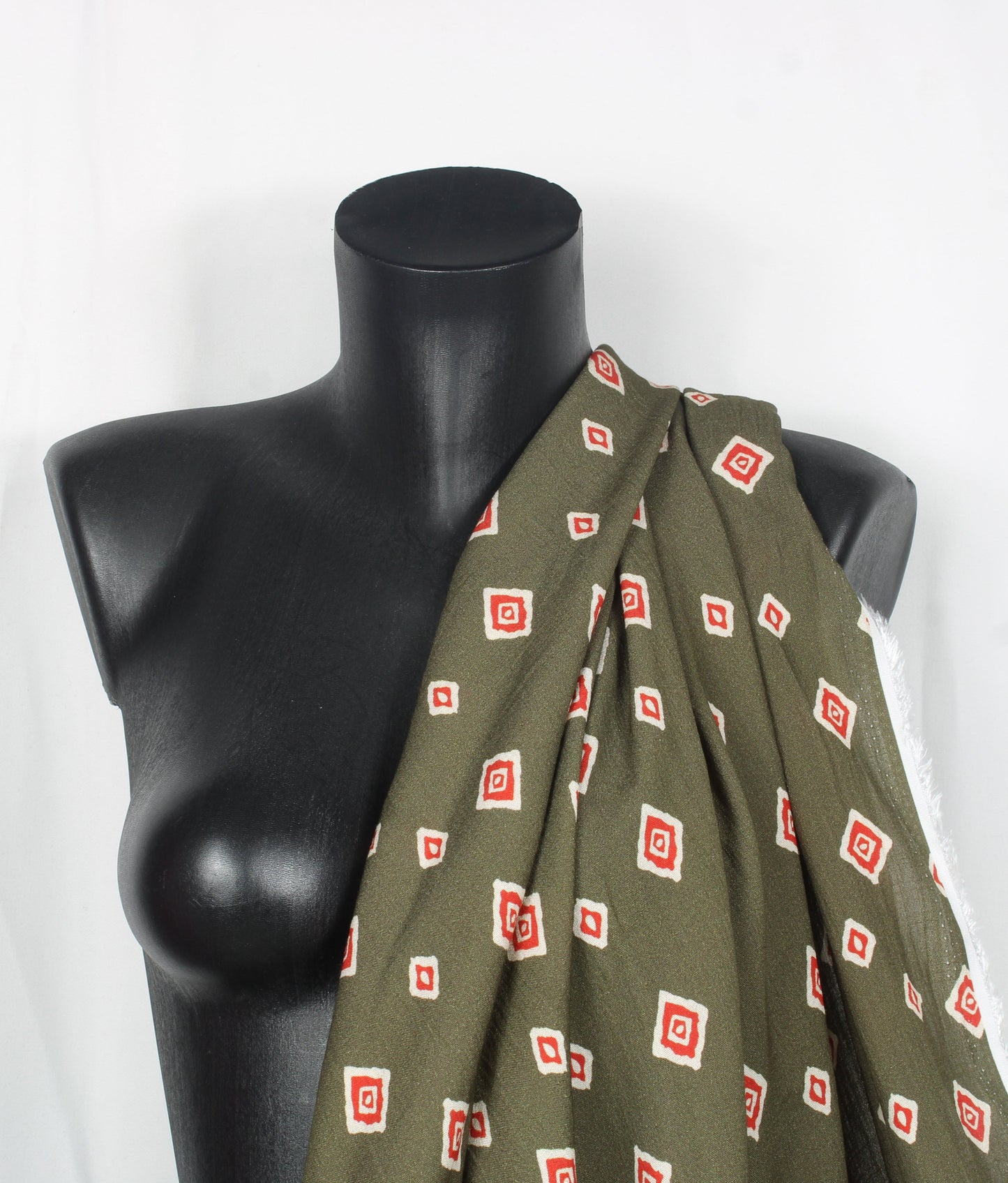 Tissu crepe viscose - imprimé abstrait - ton kaki - photo 5/5 | So Tissus