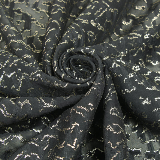 Tissu dévoré - motif tacheté - noir et doré - photo 1/5 | So Tissus