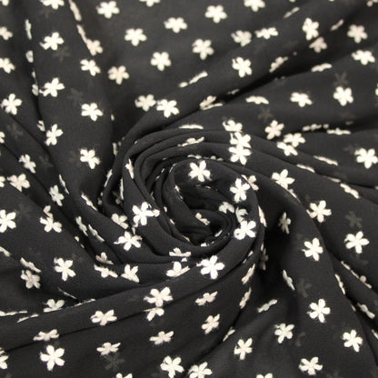 Tissu mousseline brodé - petites fleurs - noir - photo 1/5 | So Tissus