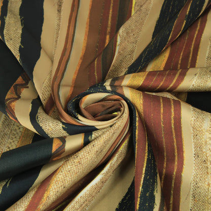 Tissu satin - imprimé ethnique rayé - ton beige - photo 1/5 | So Tissus