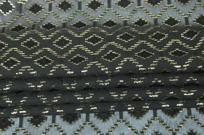 Tissu dévoré - motif losange - noir et doré - photo 2/5 | So Tissus