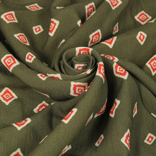 Tissu crepe viscose - imprimé abstrait - ton kaki - photo 1/5 | So Tissus